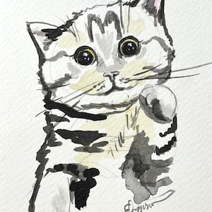 Cat Watercolor Print | Cat Sketch Print Cat Artwork | Cat Drawing | Animal Art Print | Cat Art | Cat Prints Wall Art | Wall Decor Nursery