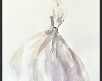Custom Watercolor Fashion Illustration: Personalized Dress Sketch
