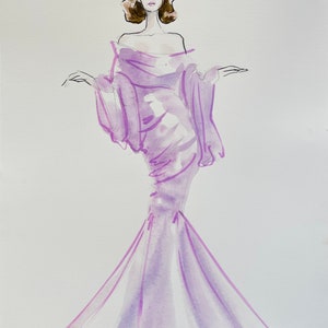 Hand painted fashion illustration from photo, Custom fashion illustration,  Custom prom dress sketch