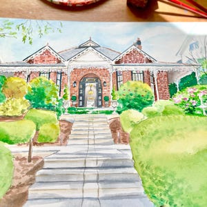 Hand Painted Venue Portrait| House Illustration | Hand Drawn Venue Illustration | Anniversary Keepsake | Valentines Gift | Housewarming Gift