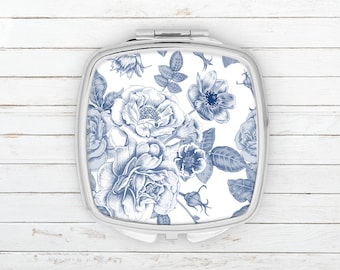 Blue Mirror Floral compacto / sublimación / diseño sublimación / descarga digital / diseño digital