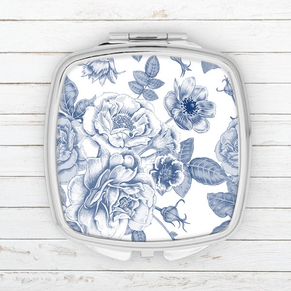 Blue Mirror Floral compact | sublimation | sublimation design | digital download | digital design