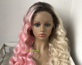 Half Pink Wig Etsy Half Pink Wig Etsy