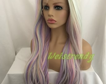 multicolor pastel wig