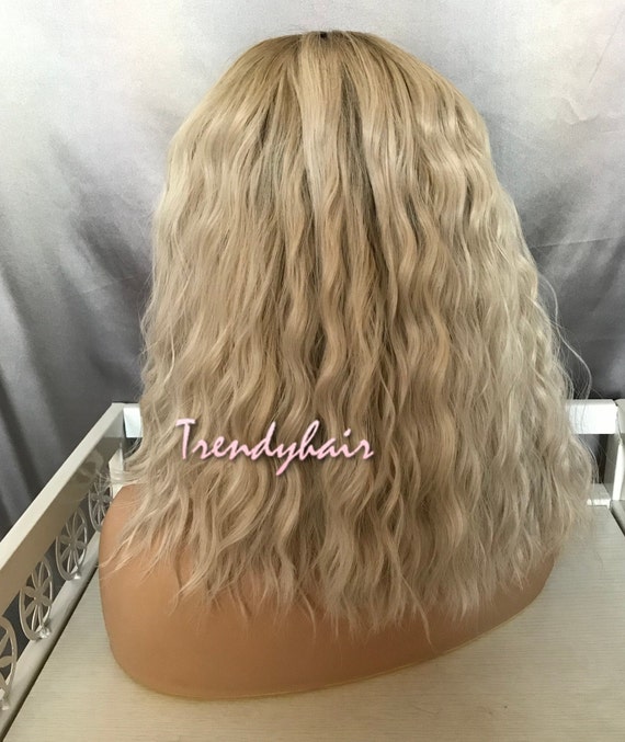 Light Brown Ombre Ash Blonde Short Wavy Premium Synthetic Etsy