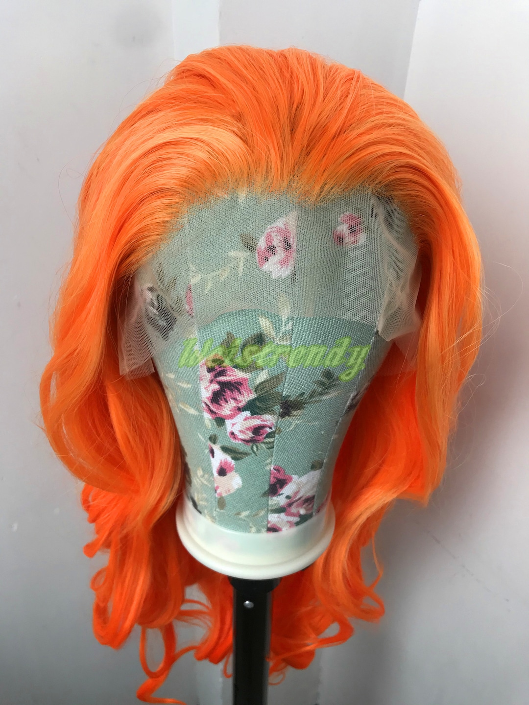 Orange Ombre Long Wavy Hair Premium Synthetic Lace Frontal Wig Etsy