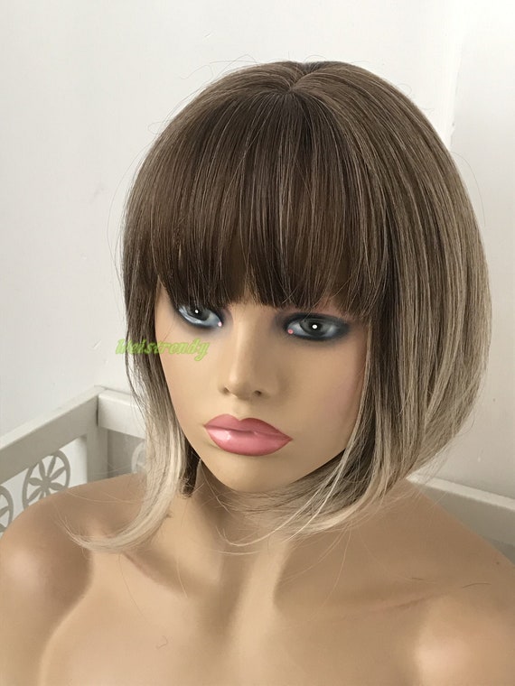 Realistic Ombre Brown to Mixed Blonde Short Straight BOB Hair - Etsy Realistic Ombre Brown to Mixed Blonde Short Straight BOB Hair - Etsy
