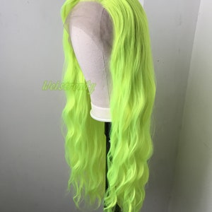 UV Yellow Long Waves Hair Wigs Synthetic Swiss Lace closure Free Parting Lace Front Synthetic Wig