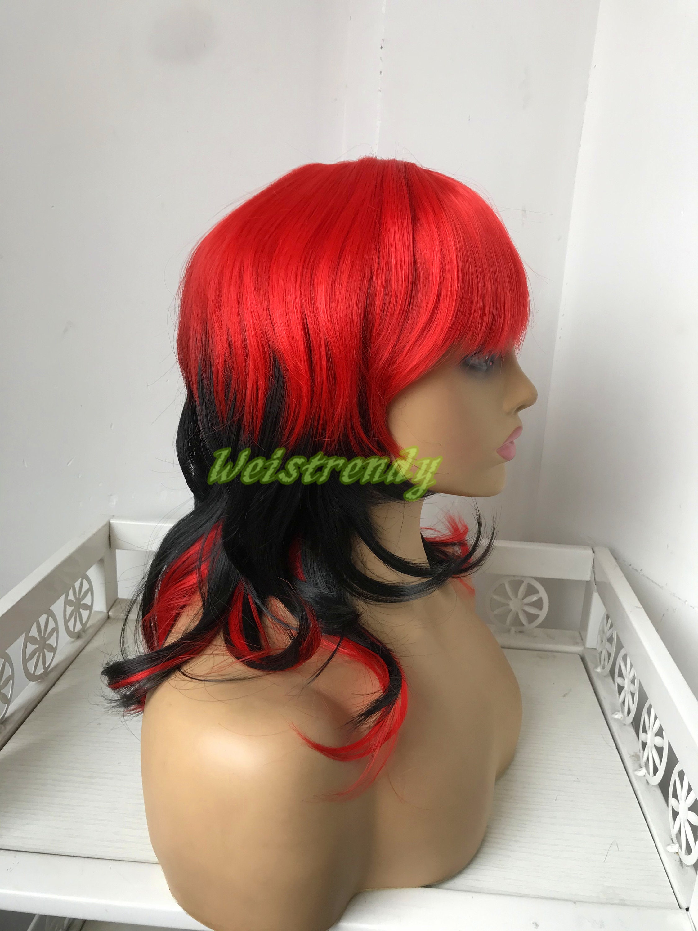 Mullet wig red dot top