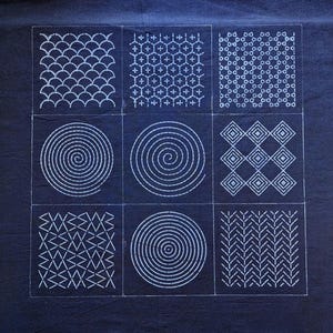 Sashiko Fabric Panel – Indigo Cotton (46 x 46 cm)