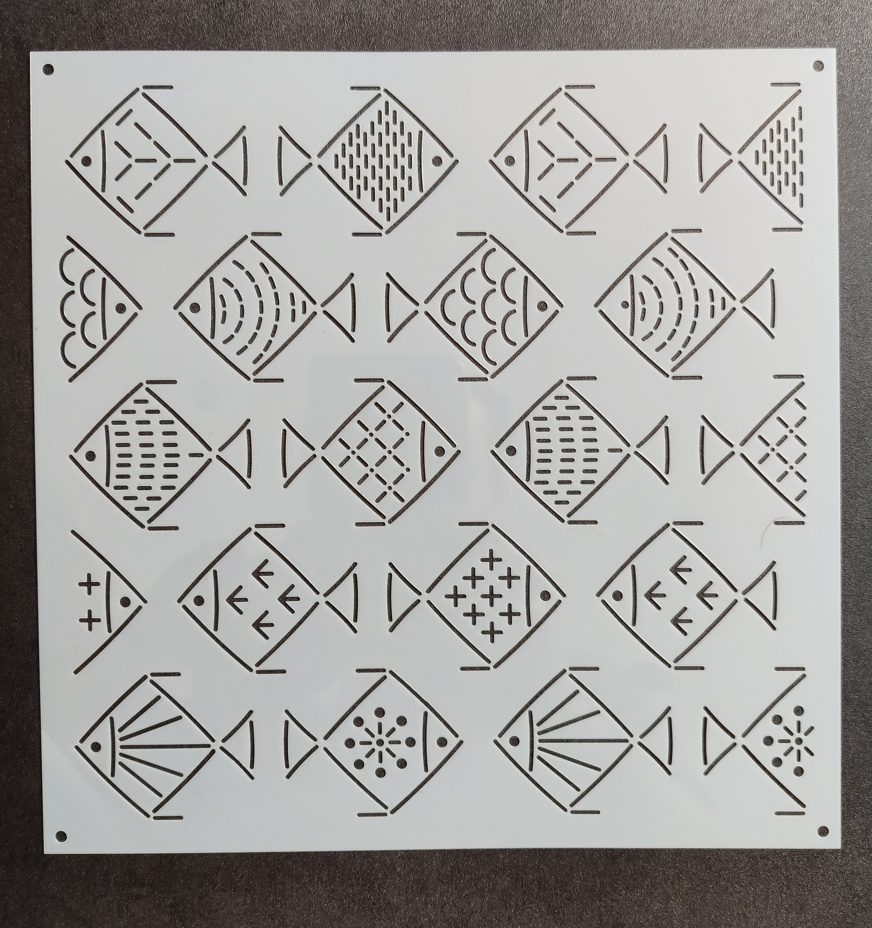 Sashiko Stencil With Small Fish Pattern for Hand Quilting and ...