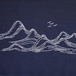 Tranquil Horizons: A Serene Landscape Embroidery Panel made with heat erasable ink