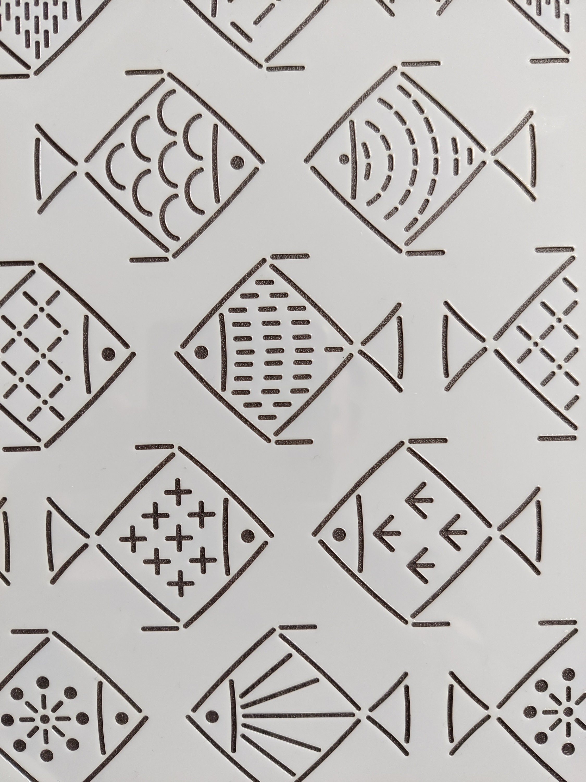 Mini Fish Pattern Sashiko Stencil With Small Fish Pattern for Hand Quilting and ...