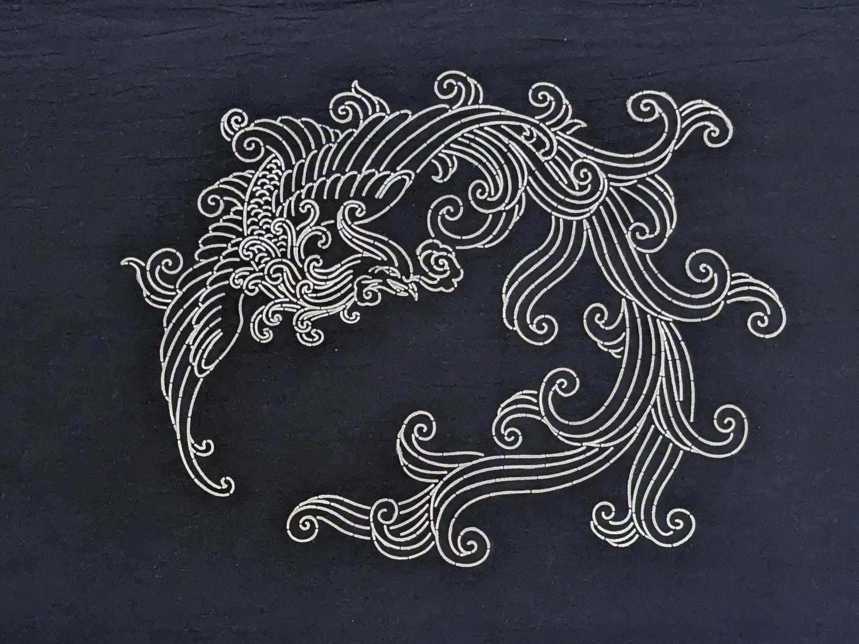Phoenix Sashiko Panel: Hand-dyed Indigo Cotton Embroidery Fabric