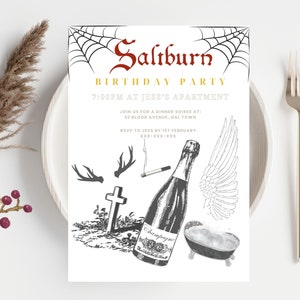 Saltburn Movie Invitation, Party Invite Template, Printable Invite Masquerade Download Editable Personalized Saltburn Party Jacob Elordi