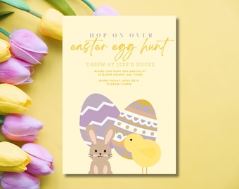 Easter Egg Hunt Invite for Kids, Easter Party Invite, Egg Hunt Party, Easter Egg Brunch Invite, Editable Pastel Easter Invitation