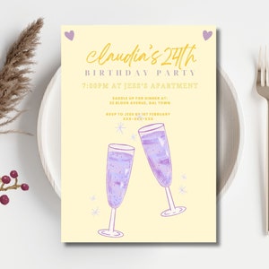 Bündel! Lila Gelb Bachelorette Party Einladung einladen, Menü, Place Cads Reiseplan, Bachelorette Wochenende einladen, Rodeo, Geburtstag