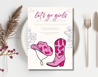 Let's Go Girls Nashville Bachelorette Party Invitation and Itinerary Template, Nash Bash Bachelorette Weekend Invite, Last Rodeo, Country