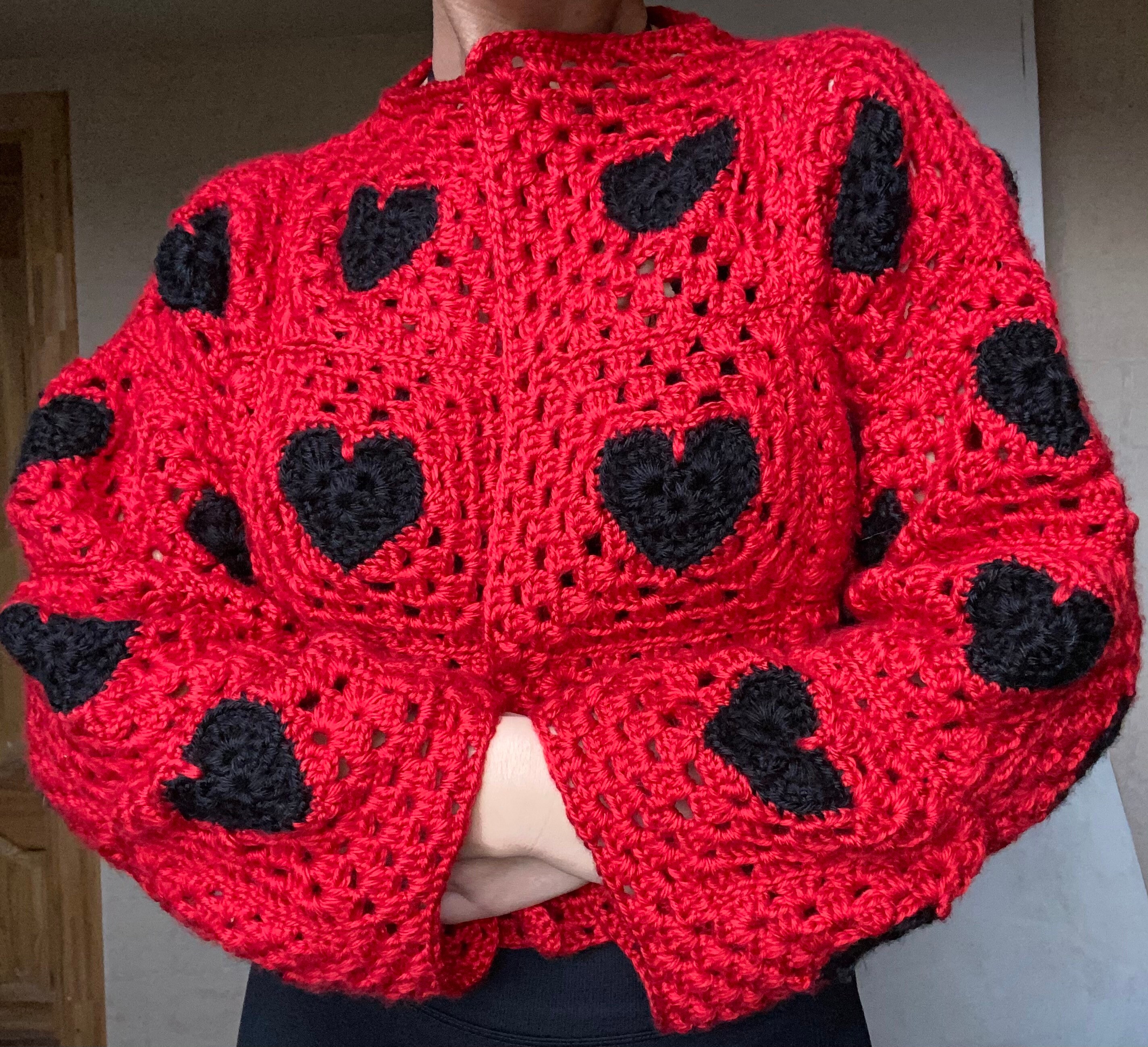 heart granny square cardigan