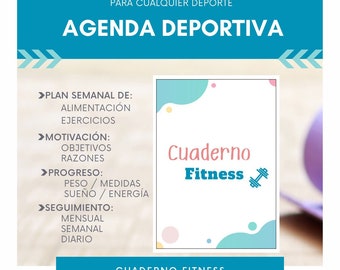 PDF Fitness Agenda deportiva Diario de salud en español úsalo como planner digital o para imprimir