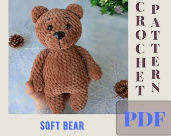 Crochet Pattern Bear PDF English, Plush stuffed bear pattern, Amigurumi baby toy, DIY tutorial, Plush yarn pattern, digital crochet bear