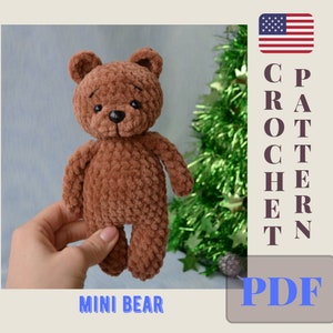 Crochet Pattern Bear PDF English, Plush stuffed animal bear pattern, Amigurumi baby toy, DIY tutorial, Plush yarn pattern, crochet bear