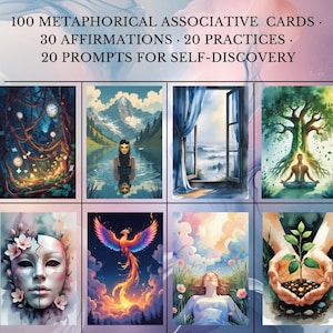 Self-Discovery Card Deck PDF – Printable Metaphorical Associative Therapy Cards for Journaling, Shadow Work, Inner Healing, Coaching.