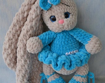 Handmade crochet stuffed Christmas gift bunny, rabbit plush, bunny doll plush gifts,baby shower gift or birthday, gift for granddaughter