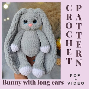 Crochet Christmas bunny plush PATTERN, Bunny amigurumi PDF pattern, DIY crochet cute Easter bunny