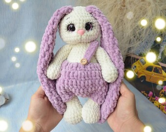 Crochet bunny Christmas gift. Stuffed bunny for baby. Stuffed Rabbit. Gift Bunny Rabbit. Christmas gift. Bunny with eyelashes. Easter rabbit