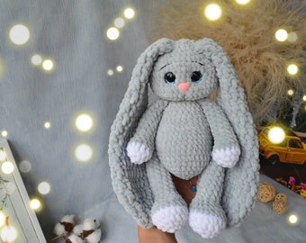 Crochet bunny, crochet plush toy for a newborn or child gift,newborn shower. Personalized plush bunny with long ears. Easter amigurumi Bunny