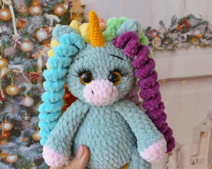 Stuffed Unicorn Toy, Unicorn Plush, Christmas personalized gifts,  Rainbow stuffed unicorn, Crochet amigurumi, Baby shower unicorn