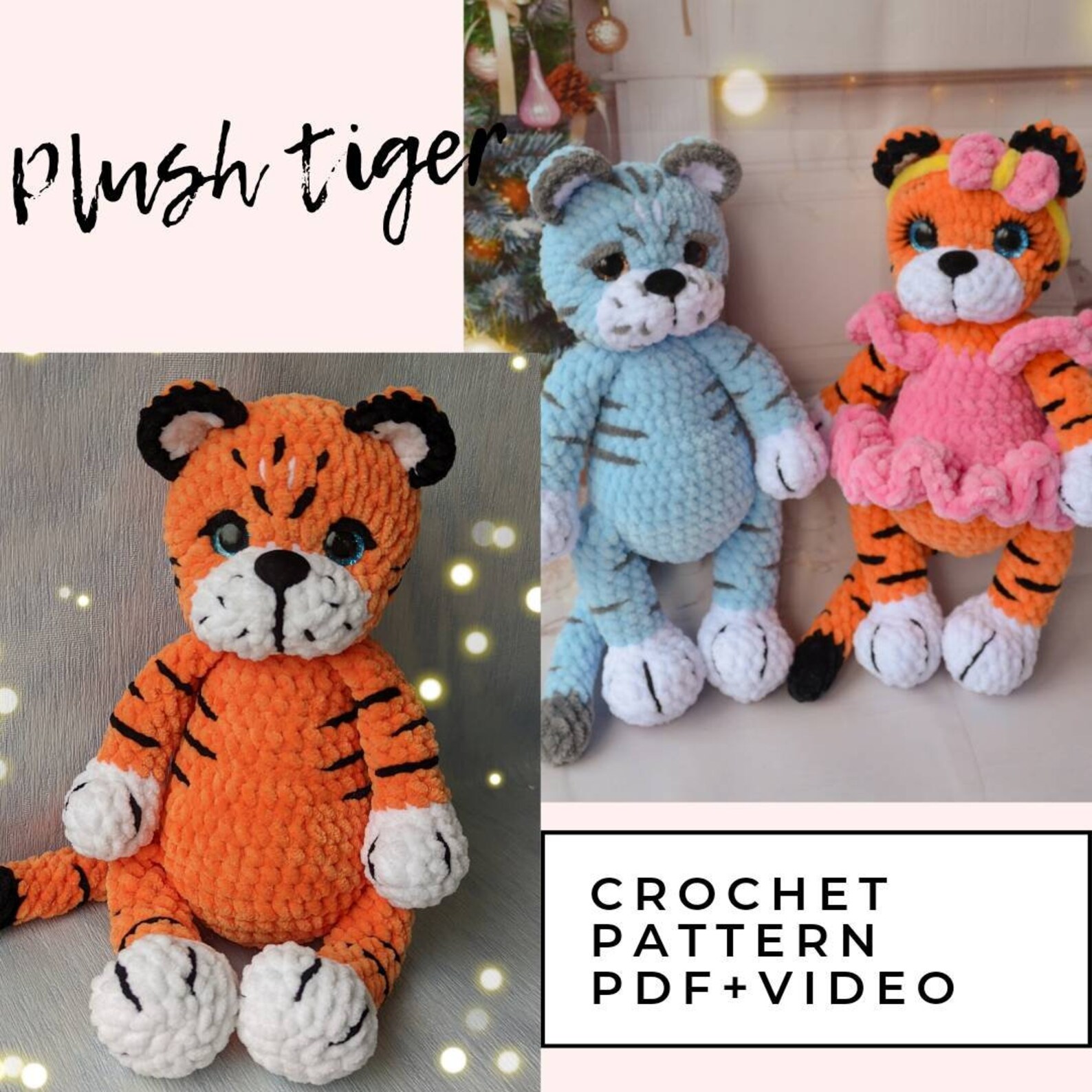 Tiger Crochet Pattern PDF English Plush Stuffed Tiger - Etsy UK