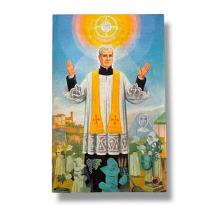 Carte sainte vintage de Beato Clemente Marchisio avec relique
