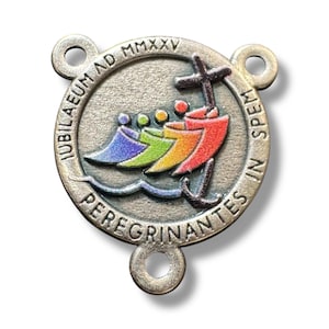 Jubilee 2025 Rosary Centerpiece – 0.5&quot; Silver-Tone - Pilgrims of Hope