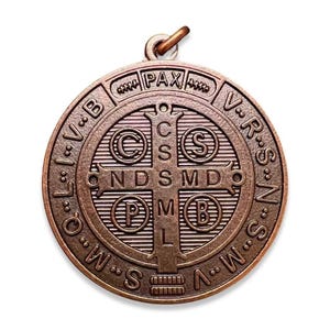 Saint Benedict 2&quot; Copper-tone Medal Exorcism - San Benito - Blessed By Pope