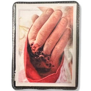 Carte Saint-Padre Pio vintage plastifiée avec relique de 2e classe Ex-Indumentis