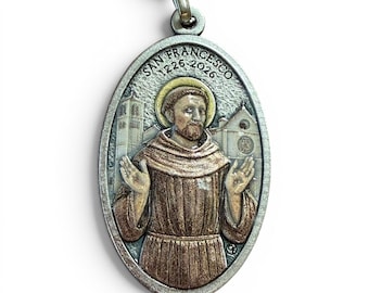 St. Francis Keyring - Colorful Enamel Key Ring - Saint Patron of Italy