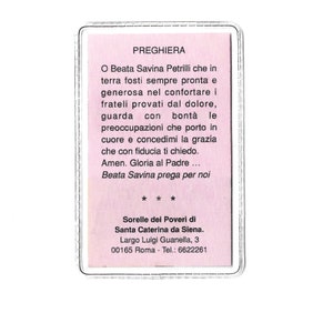 Cartão Relíquia Beata Savina Petrilli ex-indumentis imagem 2