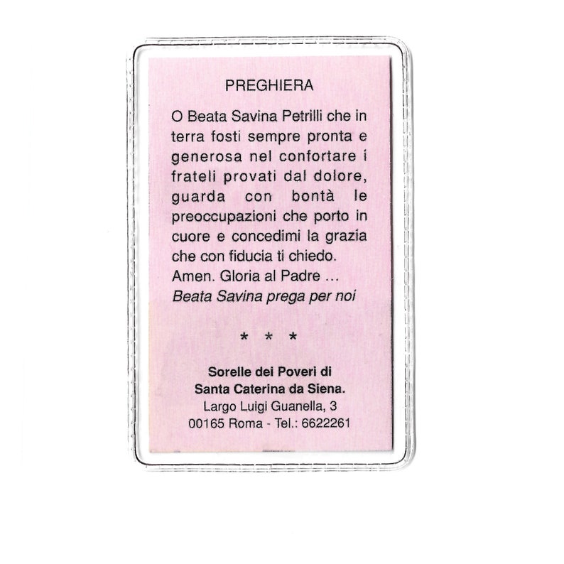 Cartão Relíquia Beata Savina Petrilli ex-indumentis imagem 2