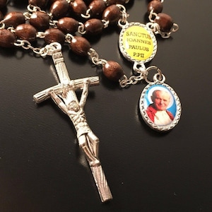 Saint JPII -St.John Paul II Pope- Canonization Rosary + Medal w/ Free Relic