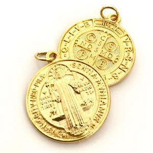 St Benedict 1&quot; 1/4 Brass Medal Catholic Exorcism - Blessed By Pope