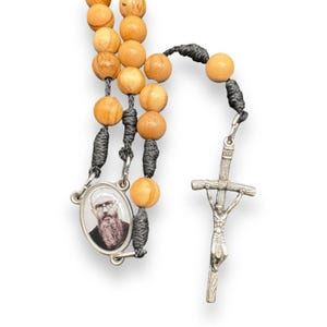 Saint Kolbe Relic Wooden Rosary - Handcrafted Spiritual Keepsake