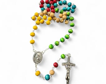 Our Lady Rosary - Multicolor Wood - Blessed by Pope Leo XIV