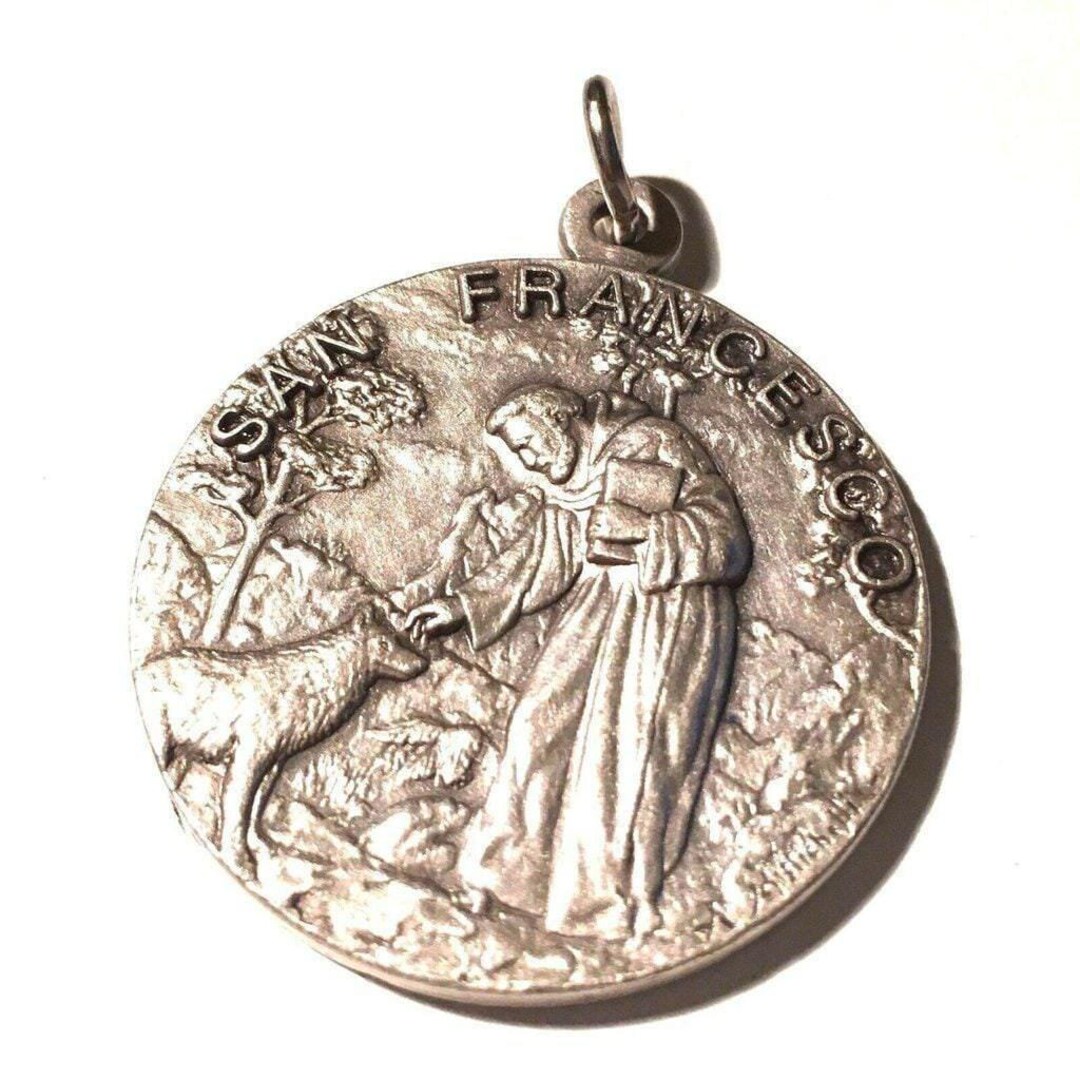 Huge St. Francis of Assisi Wolf Medal 1.25 -franciscan Pendant Charm - Etsy