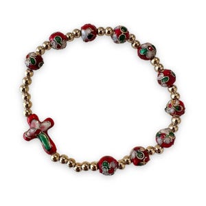 Red Elastic Stretch Bracelet Cloisonne - Blessed By Pope