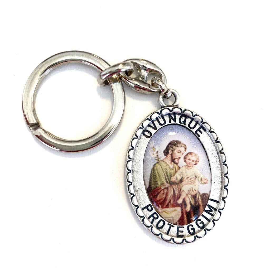 St. Joseph Catholic Key Ring Keychain Keyring Blessed By Pope Etsy