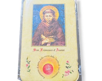 St. Francis Of Assisi 2nd Class Relic - Holy Card - Rock Fragment Of The Tomb