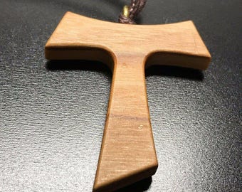 Tau Wooden Cross Blessed By Pope - Franciscan Crucifix 1" 1/4