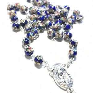 Blue Cloisonne Rosary Blessed By Pope - Prayer Beads